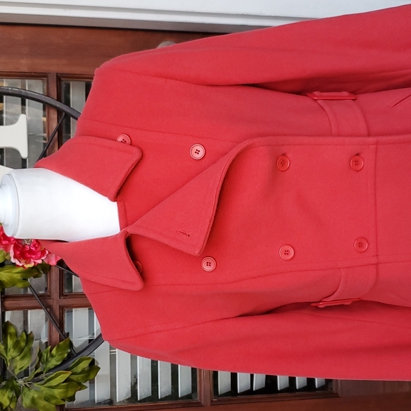 Ann Taylor Loft Red Double Breasted Wool Cashmere Coat! - Picture 2 of 5